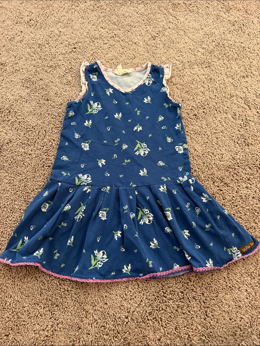 Matilda Jane Navy Top with Lavender Polka Dot Trim